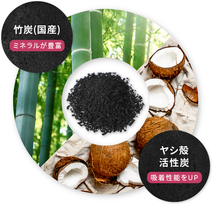 竹炭(国産) ミネラルが豊富 ヤシ殻活性炭 吸着性能をUP